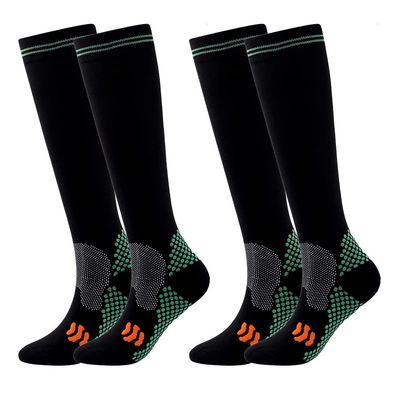 Linghe 2 Pairs Compression Socks for Women and Men 20-25mmHg , Is Best for Calf Pressur Support, Nurse . (S/M, Black)