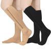 2 Pairs Zipper Compression Socks, 15-20 mmHg Closed Toe Compression Stocking with Zipper for Women and Men, Multicolor, XXL
