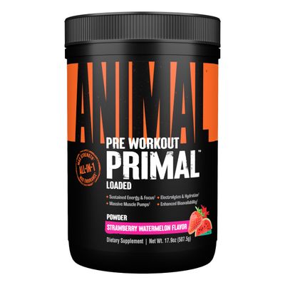 ANIMAL Primal Pre Workout Strawberry Watermelon  Training Booster with 300 mg Caffeine, 3DPUMP, Electrolytes & beta-Alanine  Pre-Workout Powder for Energy, Pump & Focus  Sugar-Free  507.5 g