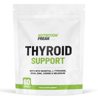 Thyroid Support Supplement - 60 Capsules - Includes Myo inositol, L-Tyrosine, Iron, Magnesium, Zinc, Manganese, Selenium, Vitamin B12 - Contributes to The Reduction of Tiredness & Fatigue