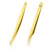 Eyelash Extension Tweezers Gold Straight Isolation Professional Isolator Stainless Steel Precision (Both Tweezer (Set)) view 1