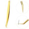 Eyelash Extension Tweezers Gold Straight Isolation Professional Isolator Stainless Steel Precision (Both Tweezer (Set)) view 2
