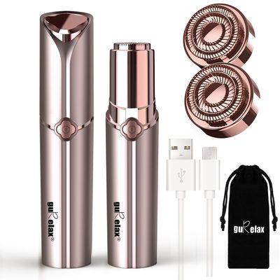 Facial Hair Remover for Women Upgraded, USB Rechargeable Painless face shavers for Women, Portableface Hair Remover (Gold Facial Hair Remover(with 2 Replacement Heads))