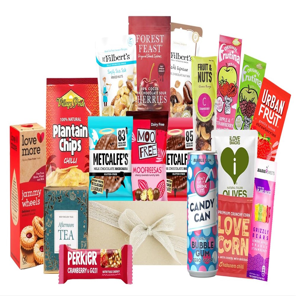 Vegan and Gluten Free Healthy Snacks and Biscuits Gift Hamper Basket for Wedding Birthday Anniversary Party Favour Mother's Day Valentine's Day - Gluten Free Mega