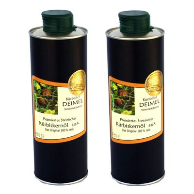 Krbishof DEIMEL Steiermark/Austria - Value Pack 2 x 500 ml can - Original Styrian pumpkin seed oil g.A. from Austria - Directly from the producer