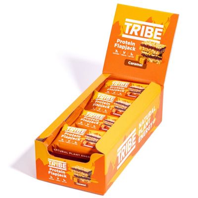 TRIBE 3-Layered Protein Flapjacks - Caramel - Great-Tasting Natural Plant Energy - Vegan, Dairy Free & Gluten Free (12 x 50g Bars)
