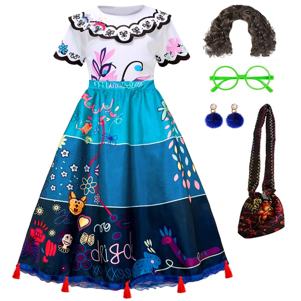 Akokvlar Women Magic Dress Adult Cosplay Party Costume Outfit Full Set with Wig, White, XXXL