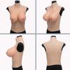 YINSUCDS Silicone Breastplate Halfbody Fake Breast Forms High Neck Breasts Crossdresser C-G Cup for Drag Queen Cosplay, Color 3, E Cup Filled Soft Cotton view 2