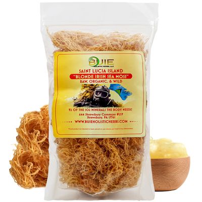 Golden Irish Sea Moss | Wildcrafted from St. Lucia | 440g Makes ~6.8L Sea Moss Gel | 100% Natural, Raw & Sun-Dried | Dr. Sebi Inspired, Nutrient-Rich Irish Moss for Health & Wellness