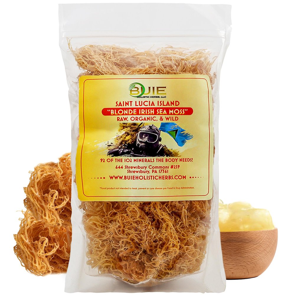 Golden Irish Sea Moss | Wildcrafted from St. Lucia | 440g Makes ~6.8L Sea Moss Gel | 100% Natural, Raw & Sun-Dried | Dr. Sebi Inspired, Nutrient-Rich Irish Moss for Health & Wellness