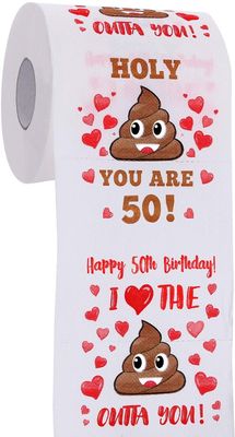 AOZITA 50th Birthday Gifts for Women Men, Happy Prank Toilet Paper, 50th Birthday Decor, Party Supplies Favors, Funny Gag Gifts Novelty Bday Present for Him, Her, Friends, 380 Sheets & 3 Layers
