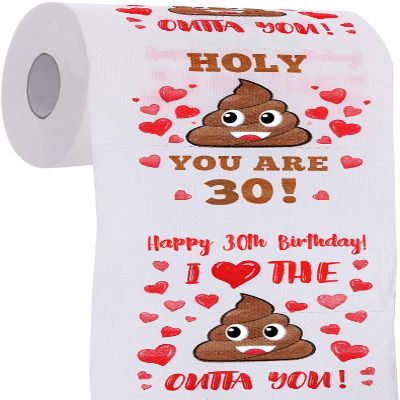 AOZITA 30th Birthday Gifts for Men& Women, Happy Prank Toilet Paper, 30th Birthday Decorations, Party Supplies, Funny Gag Gifts Novelty Bday Present for Friends, 380 Sheets & 3 Layers (Z7-WSJBB30-UK)
