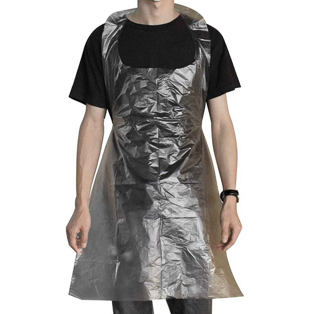 100pcs Clear Disposable Aprons Plastic Lightweight Waterproof Beauty Aprons Bib for Painting Party, Cooking, Housework, Picnic, Beauty Salon, Arts Crafts, Clear, 60X100cm