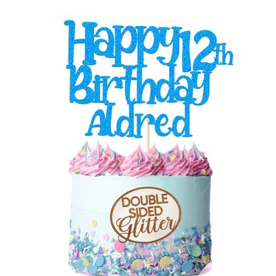 Cake Topper Personalised Cake Topper Name Age Customised Cake Toppers Happy Birthday Cake Decoration 1st 16th 18th 21st 30th 40th 50th 70th (Blue)