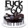 Caiwowo Funny Happy 60 Birthday Cake Topper - Black Glitter Men 60th Birthday Cake Topper - 60th Cake Topper for Women Birthday Party Decoration view 1