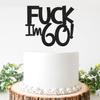 Caiwowo Funny Happy 60 Birthday Cake Topper - Black Glitter Men 60th Birthday Cake Topper - 60th Cake Topper for Women Birthday Party Decoration view 2