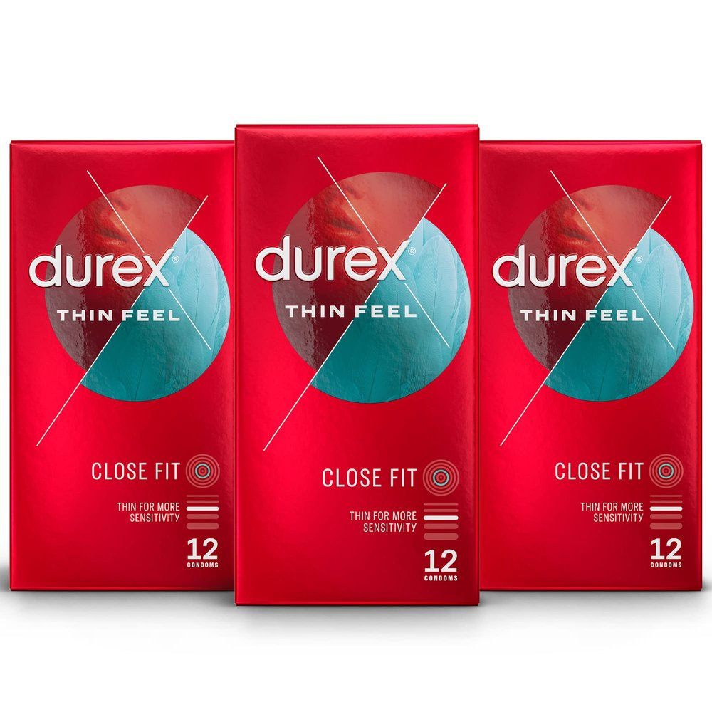 Durex Close Fit Thin Condoms, 36 Pack (3 X 12) - Ultra Sensitive, Enhanced Comfort, Natural Sensation, Premium Latex, Intimate Protection, Safe & Reliable, Discreet Packaging