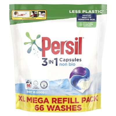 Persil Non Bio 3 in 1 Laundry Detergent Washing Pods Capsules Tablets XL, 66 Washes