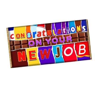 Congratulations on Your New Job Chocolate Bar Wrapper Novelty Gift Present for Friend Co-worker, Office Colleague CH-611 (With Chocolate Bar)