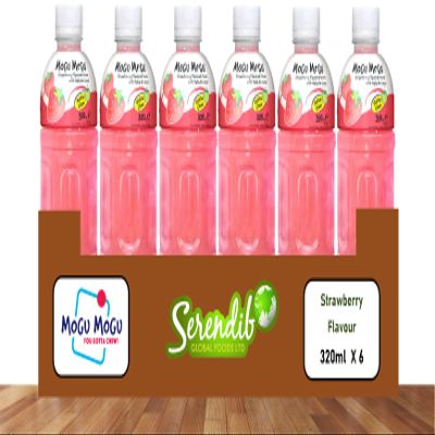 Mogu Mogu Strawberry Drink with NATA de Coco (Gotta Chew) 320ml (6 Bottles)