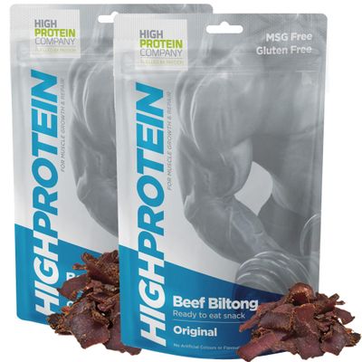 High Protein - Original Biltong 500g Pack of 2 x 250g High Protein, low fat, Thin Tender Slices of authentic Beef Biltong, beef Jerky, Gluten & MSG Free, Convenient Snack