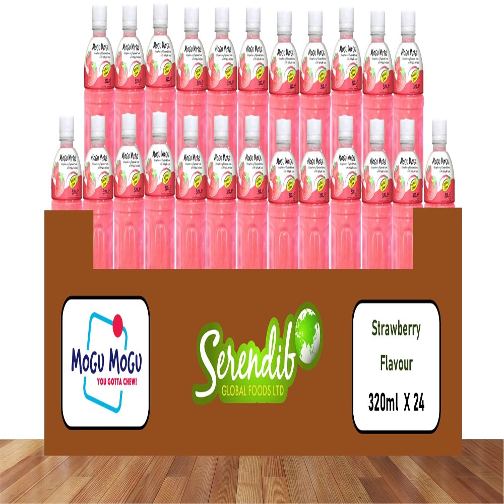 Mogu Mogu Strawberry Flavoured Drink with NATA de Coco - 24 x 320ml