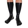 Rubberfashion Latex Toe Socks Long - Latex Toe Socks Calf Length - Latex Stockings for Women and Men Black 0.4mm XS view 1