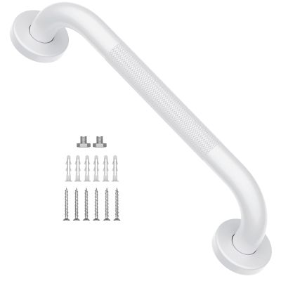 12 Inch Oil Rubbed White Grab Bar w/Anti-Slip knurled Grip, iMomwee Stainless Steel Wall Mount Bathroom Safety Handrail Support, Shower Balance Bar, Handicap Elderly Senior Assist Textured Bath Handle