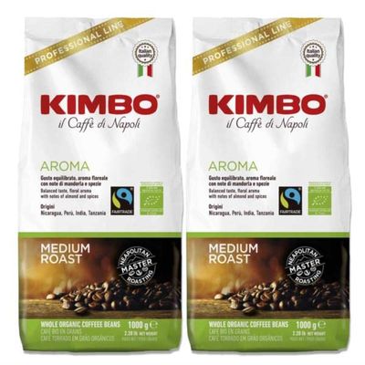 Kimbo Aroma Organic Fairtrade Coffee Beans 2x1kg