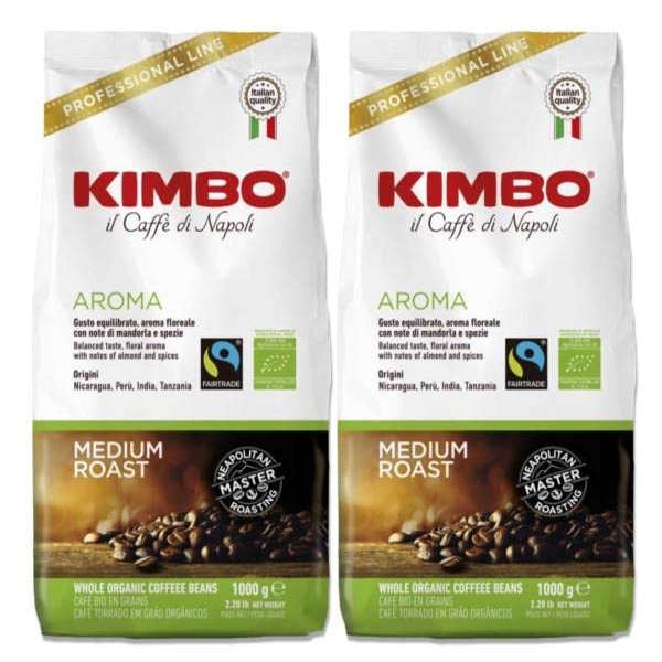 Kimbo Aroma Organic Fairtrade Coffee Beans 2x1kg