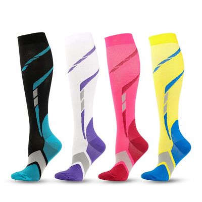 Linghe 4 Pairs Compression Socks for Men and Women (20-25mmHg) Is Best for Calf Pressur Support, Nurse, Football, Travel, Flight, Athletics, Running (L/XL, Mix)