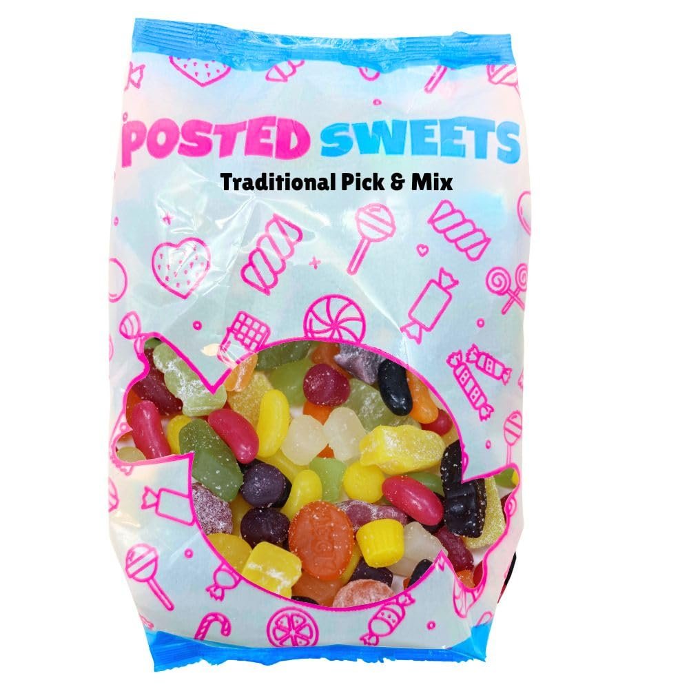 Posted Sweets 700g TRADITIONAL BAG OF PICK & MIX SWEETS - Large Classic Retro Soft & Chewy Candy Selection Pick n Mix - Gift Bag - Perfect Movie Night Hamper, Treats for Kids, Adults, Birthday Gifts