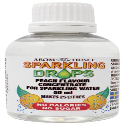 Aromhuset Peach Flavour for Sparkling Water 50ml  Zero Sugar, Low Calorie & No Preservatives  Makes 25 Litres  Just Add 2ml to 1 Litre Sparkling Water