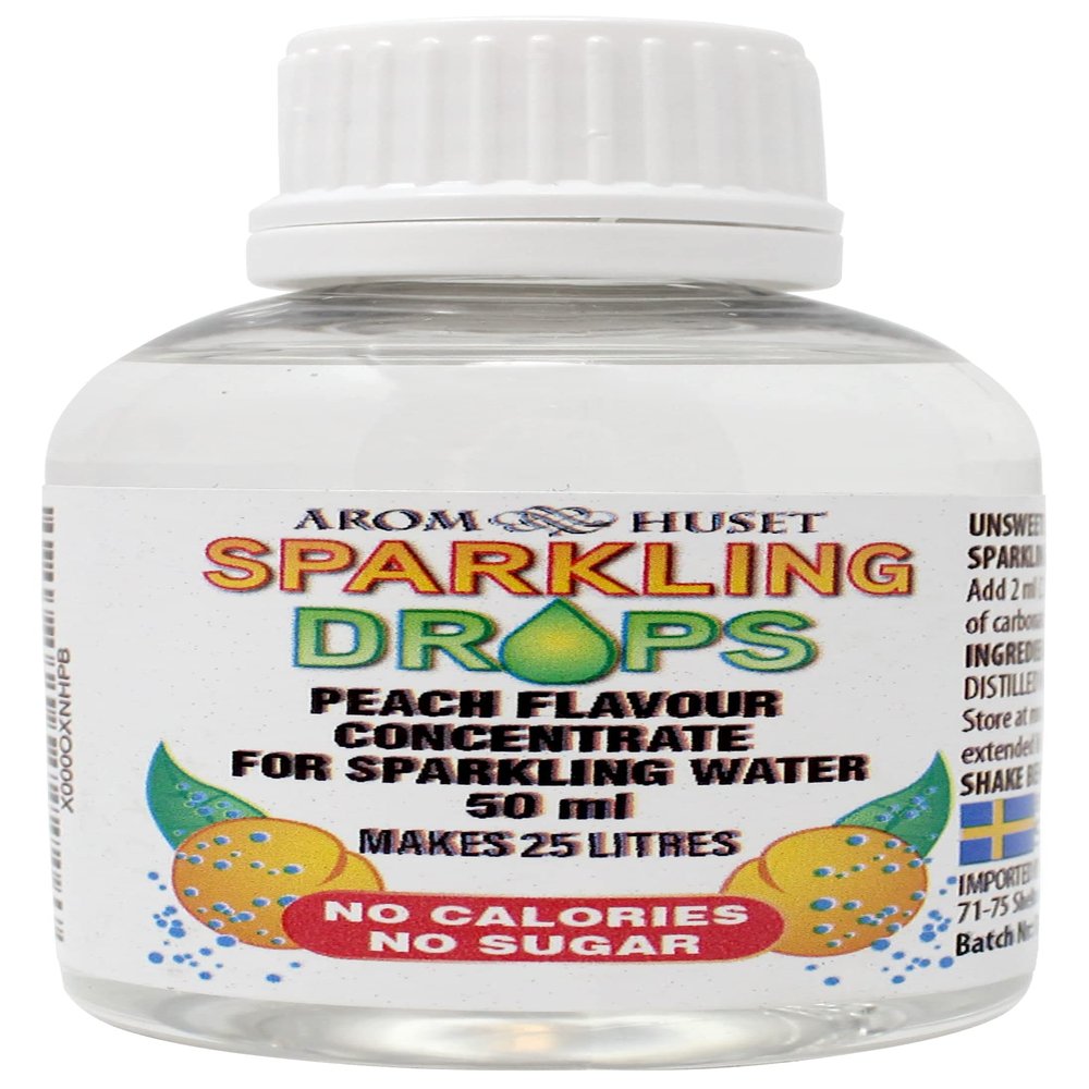 Aromhuset Peach Flavour for Sparkling Water 50ml  Zero Sugar, Low Calorie & No Preservatives  Makes 25 Litres  Just Add 2ml to 1 Litre Sparkling Water