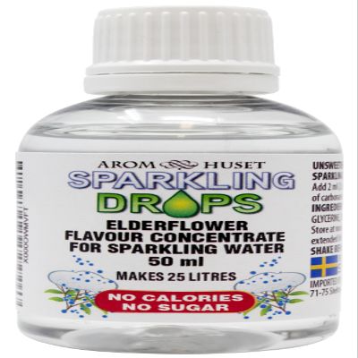Aromhuset ElderFlower Flavour for Sparkling Water 50ml Zero Sugar, Low Calorie & No Preservatives Makes 25 Litres Just Add 2ml to 1 Litre Sparkling Water