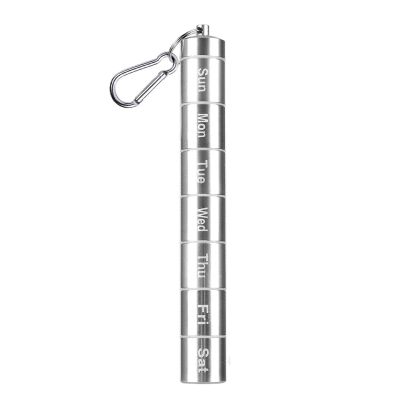 VERBENA 7 Compartments Weekly Pill Holder Medicine Organizer Travel Pill Tube Pill Bottle Pill Container with Keychain Carabiner