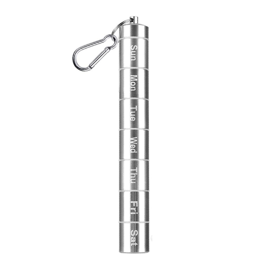VERBENA 7 Compartments Weekly Pill Holder Medicine Organizer Travel Pill Tube Pill Bottle Pill Container with Keychain Carabiner