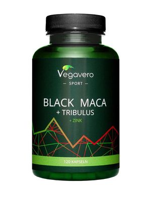 Vegavero Tribulus Terrestris Maca Root | Strong 500 mg Extract (450mg Saponins) with Black Maca Extract 200 mg and Zinc | NO Additives, Lab-Tested | 120 Capsules | Vegan