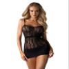 Selente Love & Fun Women's Seductive 3-Piece Negligee/Babydoll, Thong & Satin Blindfold, Made in EU, Black Mesh Dress, S-L view 1