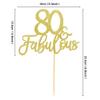 Blumomon 3 Pack 80 & Fabulous Cake Topper Gold Glitter Cheers to Happy 80th Birthday Cake Toppers Eighty and Fabulous Cake Pick Decorations for 80th Wedding Anniversary Birthday Party Supplies view 2