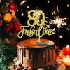 Blumomon 3 Pack 80 & Fabulous Cake Topper Gold Glitter Cheers to Happy 80th Birthday Cake Toppers Eighty and Fabulous Cake Pick Decorations for 80th Wedding Anniversary Birthday Party Supplies view 3
