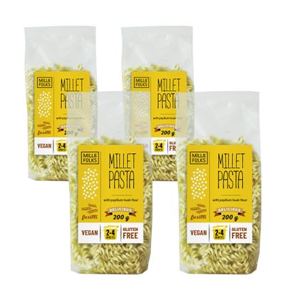 Mill & Folks Millet Pasta Fusilli 4x200g | Vegan & Gluten-free