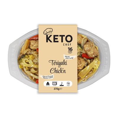 Keto Chef Instant Chilled Meals - Konjac Vegan & Low Calorie, High in Protein, Microwavable Meal | Ready to Eat Meal Pack of 4 (370g) (Teryaki Chicken)