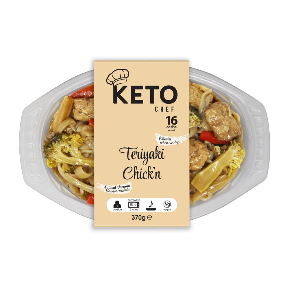 Keto Chef Instant Chilled Meals - Konjac Vegan & Low Calorie, High in Protein, Microwavable Meal | Ready to Eat Meal Pack of 4 (370g) (Teryaki Chicken)