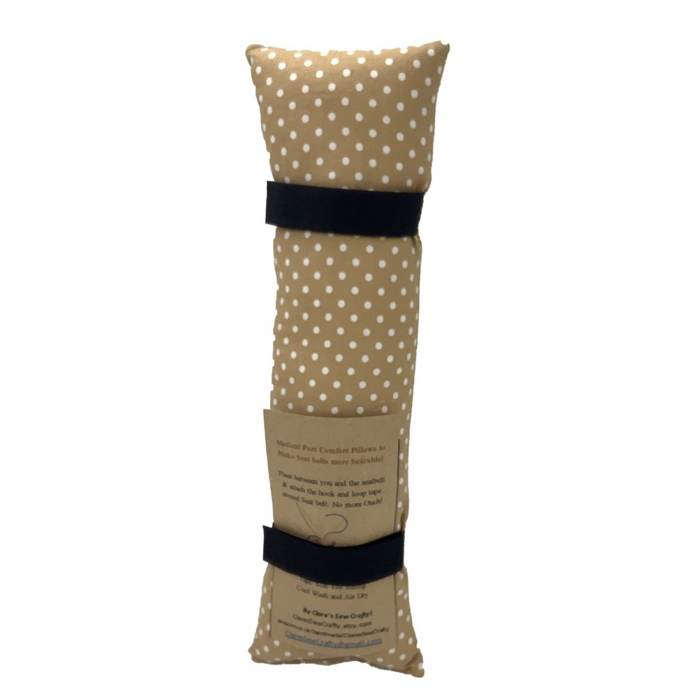 10 x 3Car Seatbelt Pads - various sizes for Post Surgery, Pacemakers, Chemo/Stoma/Medical ports or just to stop that Ouch! 10 x 3 (Beige Polka Dot)