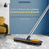 FUMANYI Floor Scrub Brush with Long Handle Adjustable, 2 In 1 Cleaning Brush Removable Floor Brush With scraper for Deck, Bathroom, Kitchen Tub, Patio, Tile, Grout (Color : Blue) view 3