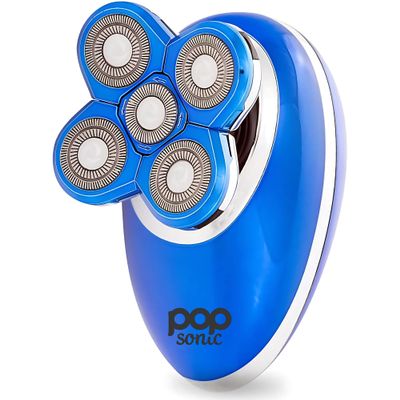 Pop Sonic Woman's 5 Head Electric Shaver for Close Comfortable Shave Featuring Wet Dry Operation Rechargeable Waterproof IPX5 - Blue