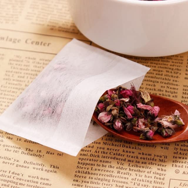 100Pcs Teabags Biodegradable Paper Tea Bag Drawstring Eco-Friendly Filter Empty Tea Bags Loose Leaf Tea Powder Herbal Medicine
