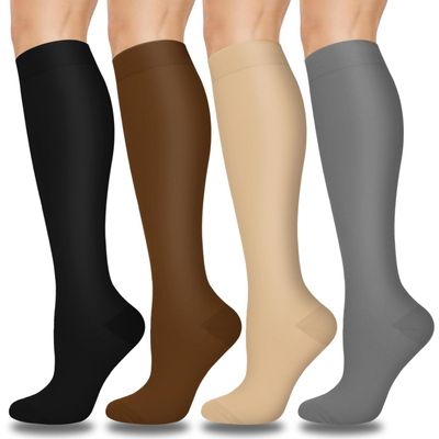 4 Pairs Compression Socks - Compression Socks for Women & Men Circulation - Best Support for Nurses, Running, Athletic