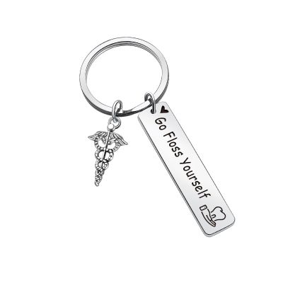 ZQEOU Dentist Present Dental Student Jewelry Doctor Gift Floss Keychain Appreciation Gift, Dentist Keychain, Default
